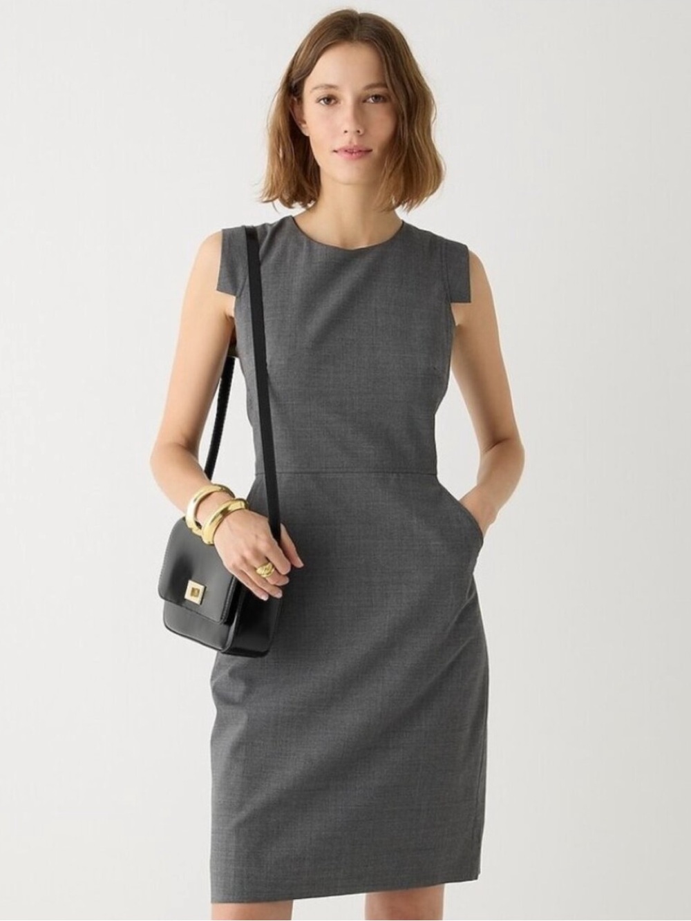 J.Crew Resume Sheath Dress Italian Stretch Wool 10 In Heather Flannel Gray C9102